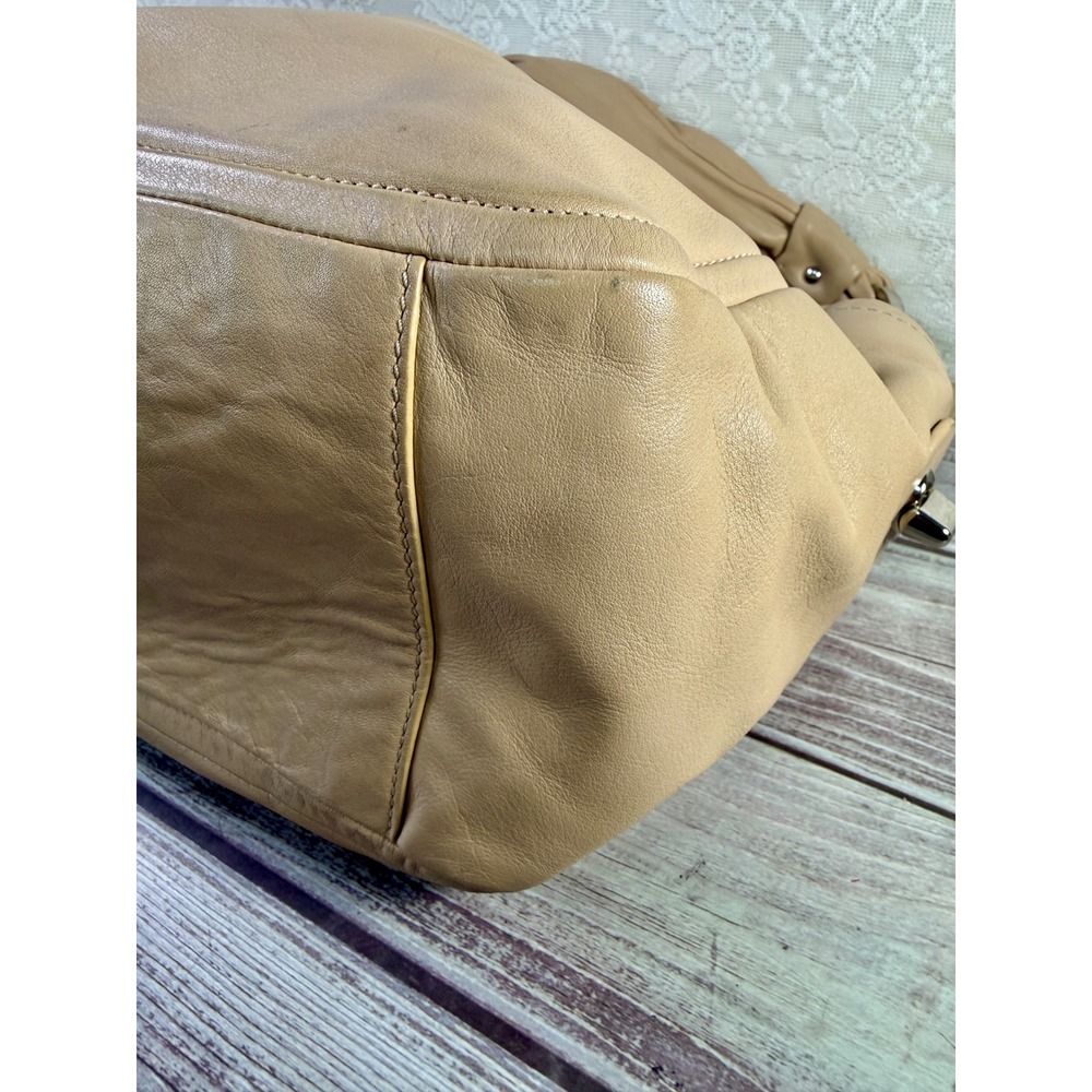 Coach Ergo Pleated Hobo Bag Tan Leather Shoulder Bag Pink Lining 13412 - Picture 10 of 15